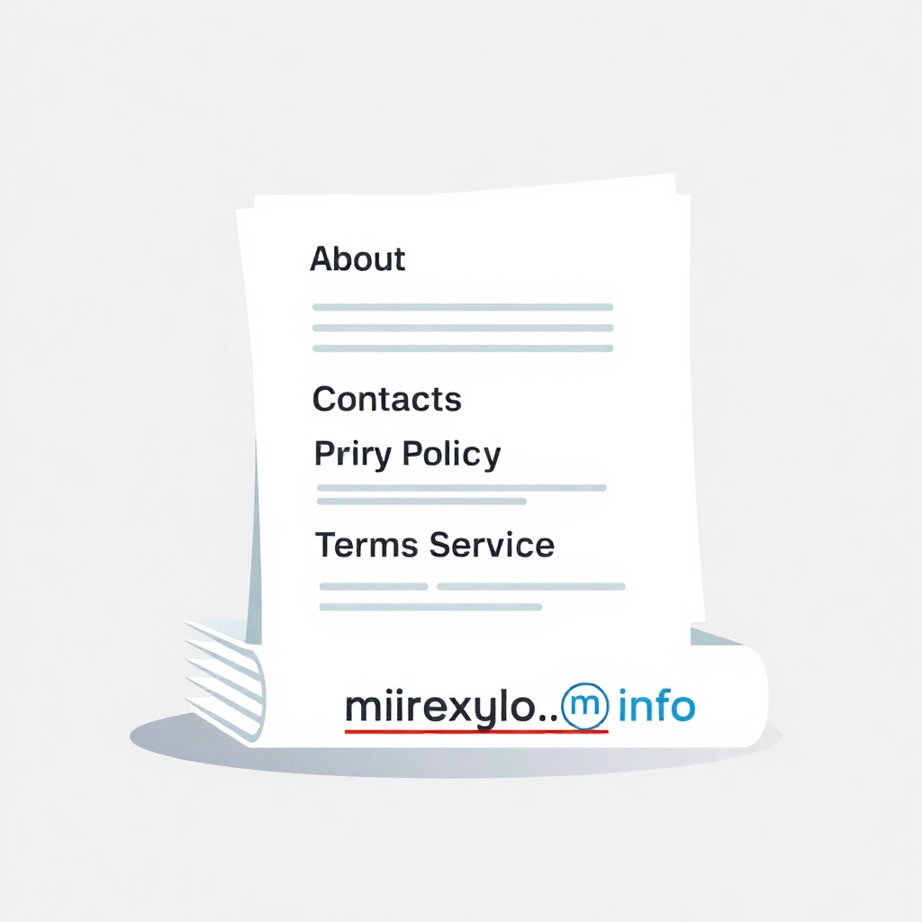 Illustration of footer documents for About, Contacts, Privacy Policy, Terms of Service with canonical URL